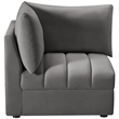Bowery Hill Contemporary Deep Channel Tufted Soft Grey Velvet Corner
