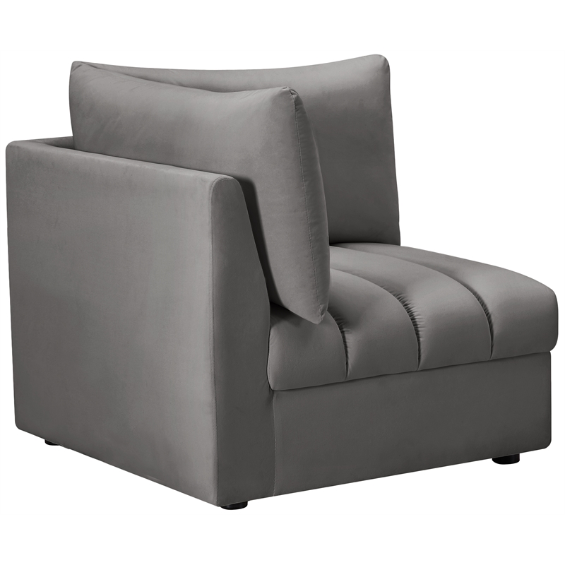 Bowery Hill Contemporary Deep Channel Tufted Soft Grey Velvet Corner