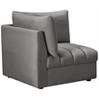 Bowery Hill Contemporary Deep Channel Tufted Soft Grey Velvet Corner