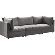 Bowery Hill Contemporary Deep Channel Tufted Soft Grey Velvet Modular Sofa