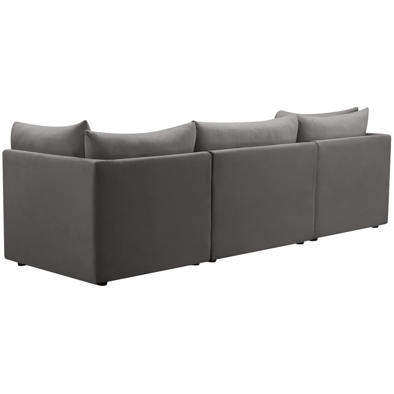 Bowery Hill Contemporary Deep Channel Tufted Soft Grey Velvet Modular Sofa