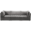 Bowery Hill Contemporary Deep Channel Tufted Soft Grey Velvet Modular Sofa
