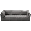 Bowery Hill Contemporary Deep Channel Tufted Soft Grey Velvet Modular Sofa