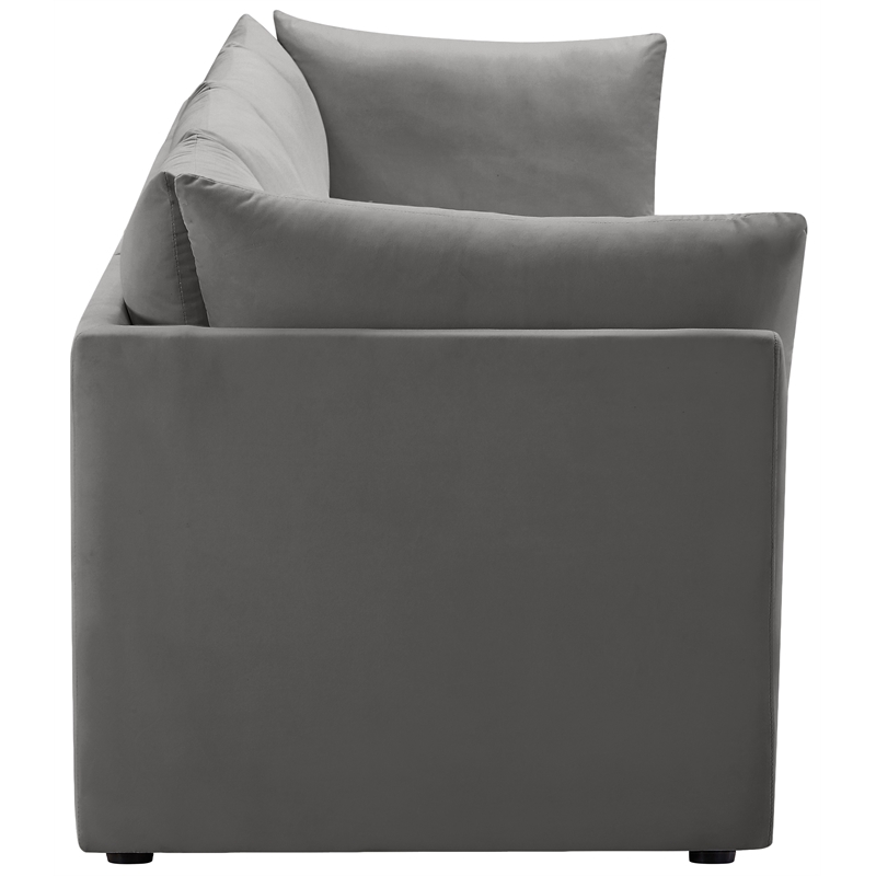 Bowery Hill Contemporary Deep Channel Tufted Soft Grey Velvet Modular Sofa