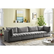 Bowery Hill Contemporary Deep Channel Tufted Soft Grey Velvet Modular Sofa