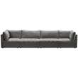Bowery Hill Contemporary Deep Channel Tufted Soft Grey Velvet Modular Sofa