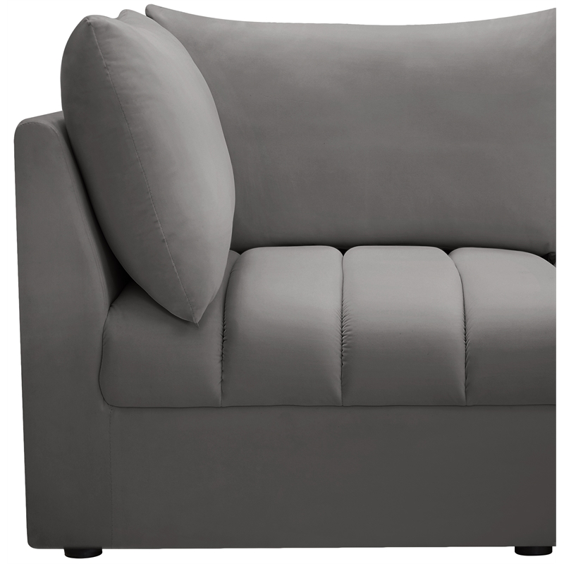Bowery Hill Contemporary Deep Channel Tufted Soft Grey Velvet Modular Sofa