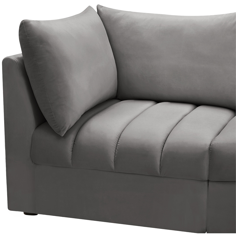 Bowery Hill Contemporary Deep Channel Tufted Soft Grey Velvet Modular Sofa