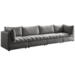 Bowery Hill Contemporary Deep Channel Tufted Soft Grey Velvet Modular Sofa