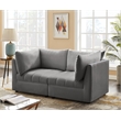Bowery Hill Contemporary Deep Channel Tufted Soft Grey Velvet Modular Sofa