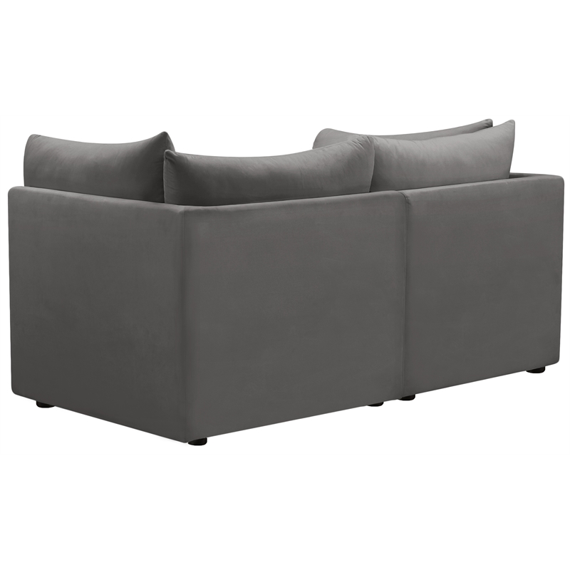 Bowery Hill Contemporary Deep Channel Tufted Soft Grey Velvet Modular Sofa