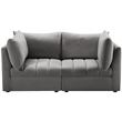Bowery Hill Contemporary Deep Channel Tufted Soft Grey Velvet Modular Sofa