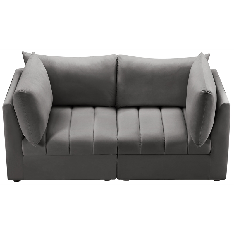 Bowery Hill Contemporary Deep Channel Tufted Soft Grey Velvet Modular Sofa