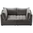Bowery Hill Contemporary Deep Channel Tufted Soft Grey Velvet Modular Sofa