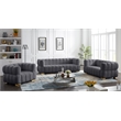 Bowery Hill Contemporary Biscuit Tufted Soft Grey Velvet Chair