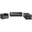 Bowery Hill Contemporary Biscuit Tufted Soft Grey Velvet Chair