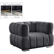 Bowery Hill Contemporary Biscuit Tufted Soft Grey Velvet Chair