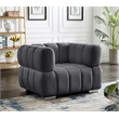 Bowery Hill Contemporary Biscuit Tufted Soft Grey Velvet Chair