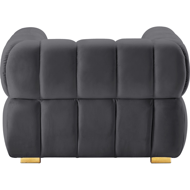 Bowery Hill Contemporary Biscuit Tufted Soft Grey Velvet Chair