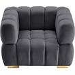 Bowery Hill Contemporary Biscuit Tufted Soft Grey Velvet Chair