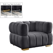 Bowery Hill Contemporary Biscuit Tufted Soft Grey Velvet Chair