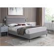 Bowery Hill Contemporary Deep Channel Tufted Textured Soft Grey Linen Full Bed