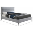 Bowery Hill Contemporary Deep Channel Tufted Textured Soft Grey Linen Full Bed