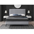 Bowery Hill Contemporary Deep Channel Tufted Textured Soft Grey Linen Full Bed