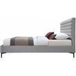 Bowery Hill Contemporary Deep Channel Tufted Textured Soft Grey Linen Full Bed