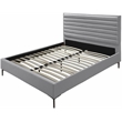Bowery Hill Contemporary Deep Channel Tufted Textured Soft Grey Linen Full Bed