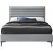 Bowery Hill Contemporary Deep Channel Tufted Textured Soft Grey Linen King Bed