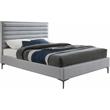 Bowery Hill Contemporary Deep Channel Tufted Textured Soft Grey Linen Queen Bed