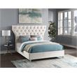 Bowery Hill Contemporary Deep Button Tufted Soft Cream Velvet King Bed