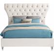 Bowery Hill Contemporary Deep Button Tufted Soft Cream Velvet Queen Bed