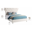 Bowery Hill Contemporary Deep Button Tufted Soft Cream Velvet Queen Bed