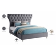Bowery Hill Contemporary Deep Button Tufted Soft Grey Velvet King Bed
