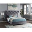 Bowery Hill Contemporary Deep Button Tufted Soft Grey Velvet Queen Bed