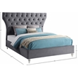 Bowery Hill Contemporary Deep Button Tufted Soft Grey Velvet Queen Bed