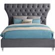 Bowery Hill Contemporary Deep Button Tufted Soft Grey Velvet Queen Bed