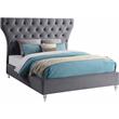Bowery Hill Contemporary Deep Button Tufted Soft Grey Velvet Queen Bed