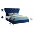 Bowery Hill Contemporary Deep Button Tufted Soft Navy Velvet King Bed