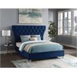 Bowery Hill Contemporary Deep Button Tufted Soft Navy Velvet Queen Bed