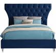 Bowery Hill Contemporary Deep Button Tufted Soft Navy Velvet Queen Bed