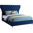 Bowery Hill Contemporary Deep Button Tufted Soft Navy Velvet Queen Bed
