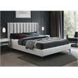 Bowery Hill Contemporary Deep Channel Tufted Cream Velvet Queen Bed