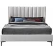 Bowery Hill Contemporary Deep Channel Tufted Cream Velvet Queen Bed