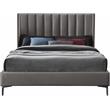 Bowery Hill Contemporary Deep Channel Tufted Grey Velvet Full Bed
