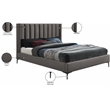 Bowery Hill Contemporary Deep Channel Tufted Grey Velvet Queen Bed