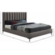 Bowery Hill Contemporary Deep Channel Tufted Grey Velvet Queen Bed