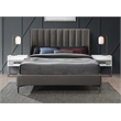 Bowery Hill Contemporary Deep Channel Tufted Grey Velvet Queen Bed